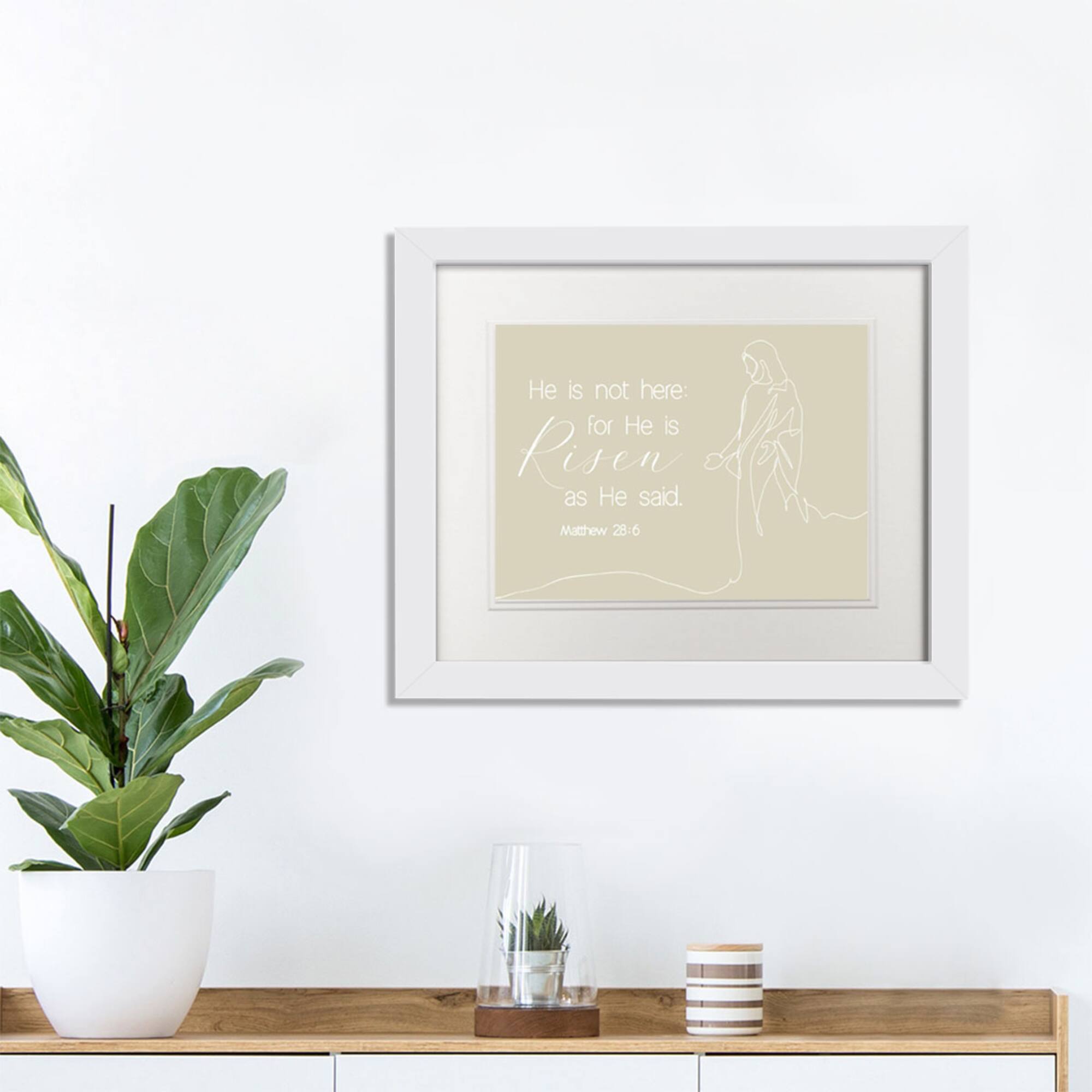 Risen Bible Jesus 4 11" x 14" White Framed Print Under Plexiglass